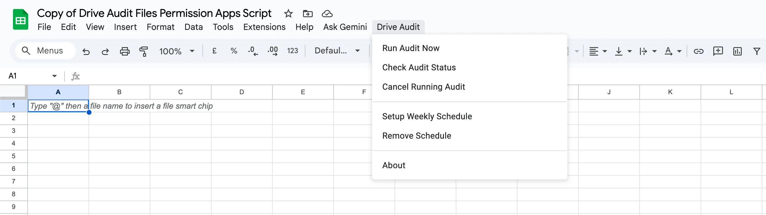 google drive audit files script