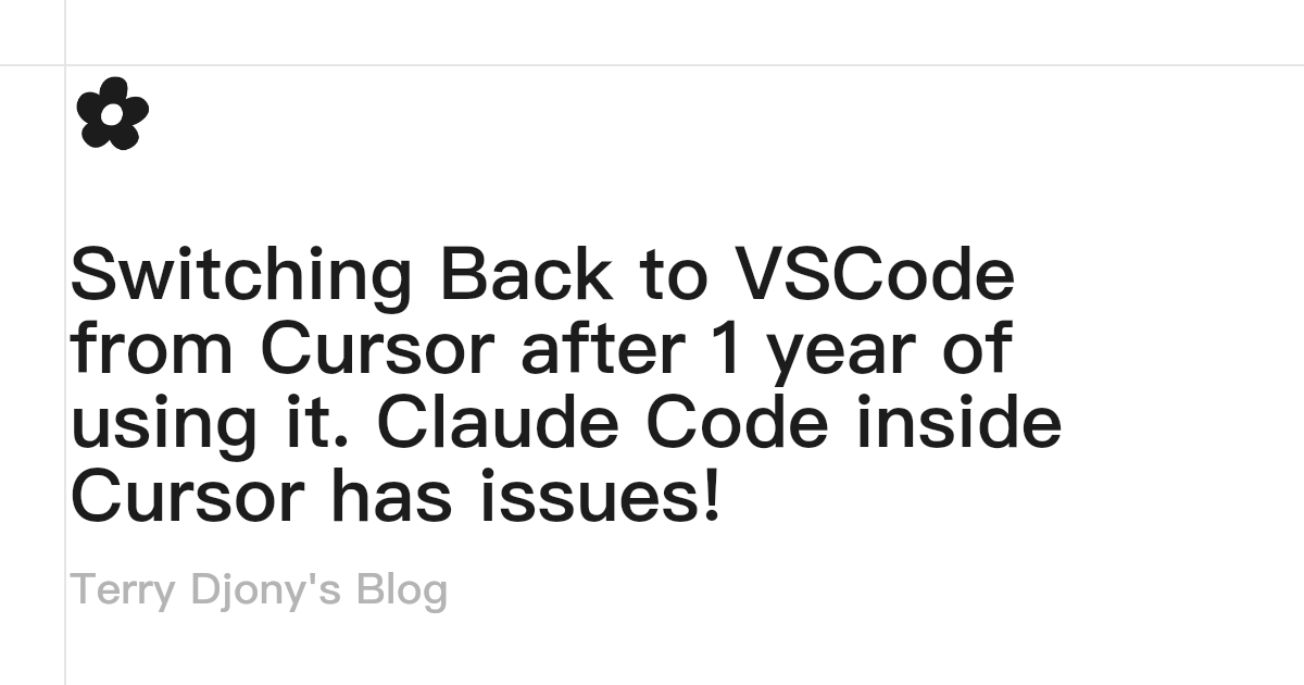 Switching Back to VSCode from Cursor after 1 year of using it. Claude ...